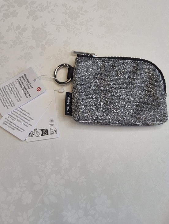 Lululemon Glitter Dark Silver Graphite Gray Clippable Card Pouch Wallet - Picture 8 of 8